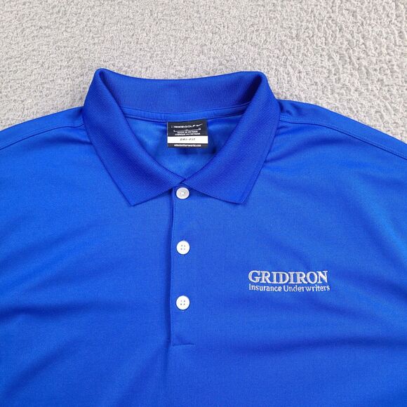 Nike Polo Shirt Mens Large Blue Golf Gridiron‎ Insurance Underwriters Embroidery - Picture 2 of 13